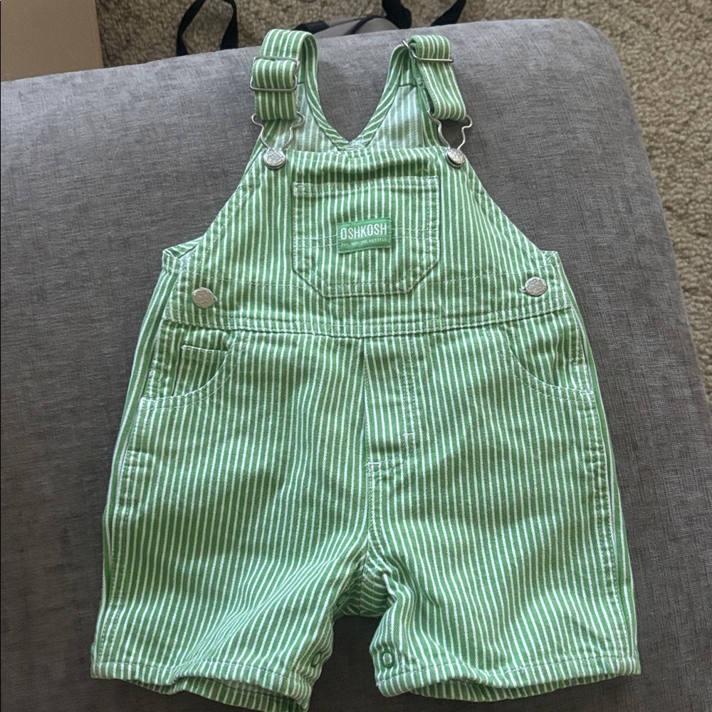OshKosh B'gosh Green Striped Kids Overalls